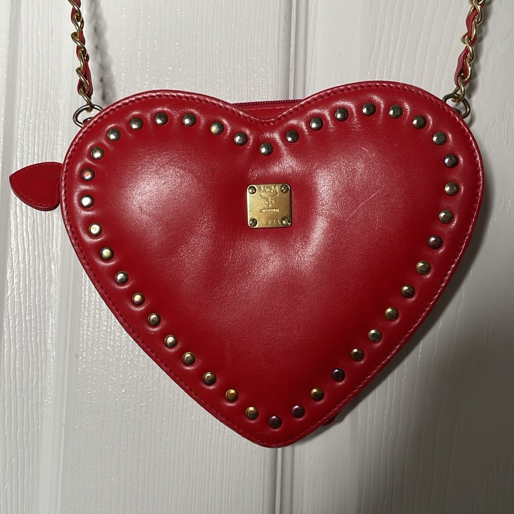 Vintage MCM leather studded Heart shape Crossbody Bag